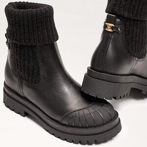 Sam Edelman Black Leather Steele Knit Chelsea Boot. Sz: 10.5